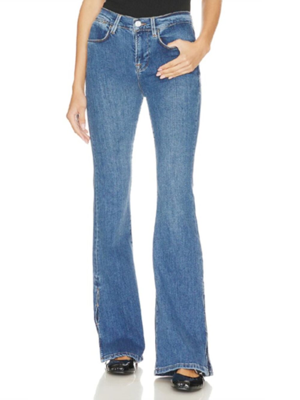 NWT $268 Frame Le High Waist Slit Hem Mini Flare Jeans SIZE 26